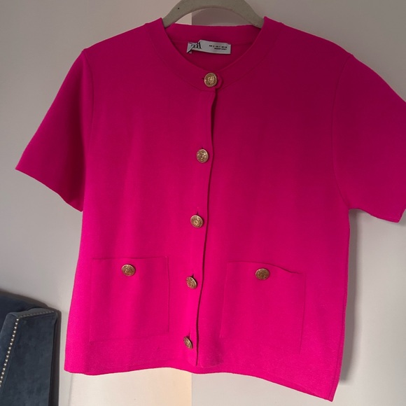 Zara Pink Button Down Shirt Classic Style - Picture 4 of 4